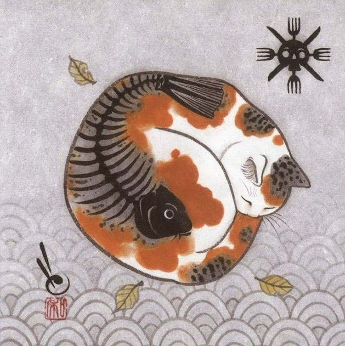 japanese-tattoo-paintings-monmon-cats-kazuaki-horitomo-8